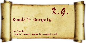 Komár Gergely névjegykártya