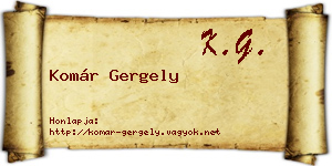 Komár Gergely névjegykártya